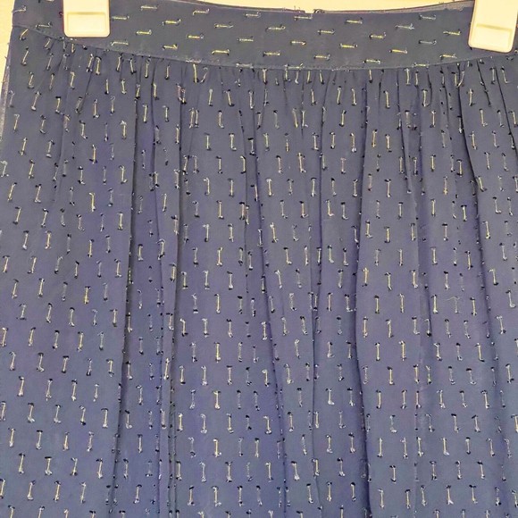 J. Crew Womens Skirt Sz 2 Gold thread Blue Lined Semi Sheer Knee-Length Coastal - Picture 4 of 12